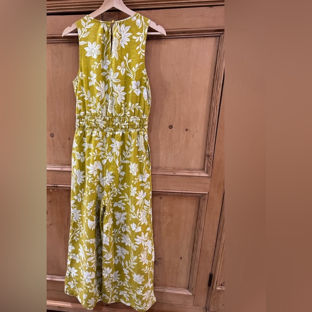 Anthropologie sleeveless Jumpsuit The Somerset Wide Leg Chartreuse Boho XS Tall - Picture 5 of 12